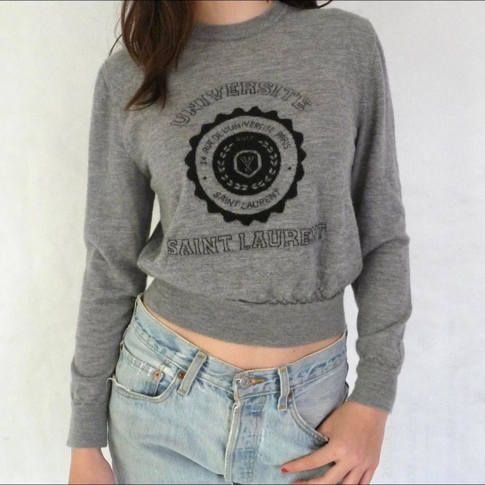 rare saint laurent university/universite cashmere sweater